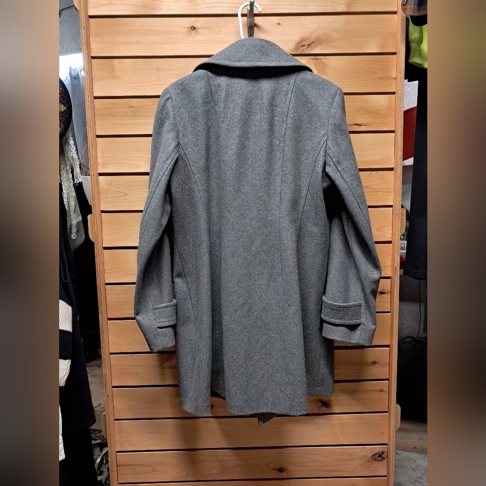 Anne Klein Charcoal Double-Breasted Pea Coat - Picture 2 of 5